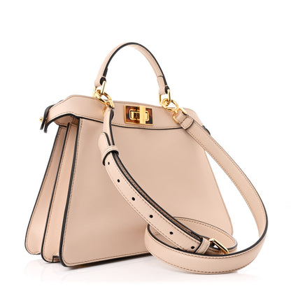 Fendi Vitello Seta Shiny Nappa Plexiglass Small Peekaboo I SEE U Satchel  Poudre 3 of 14