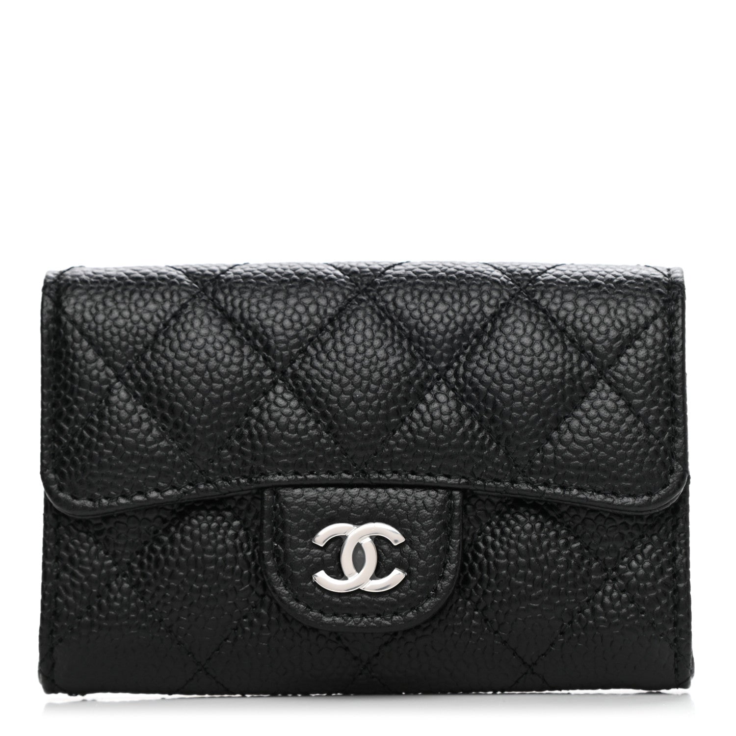 Chanel Caviar Quilted Flap Card Holder Wallet Black 1 of 9