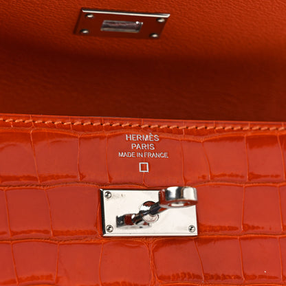 Hermes Matte Alligator Kelly Longue Wallet Orange 6 of 10