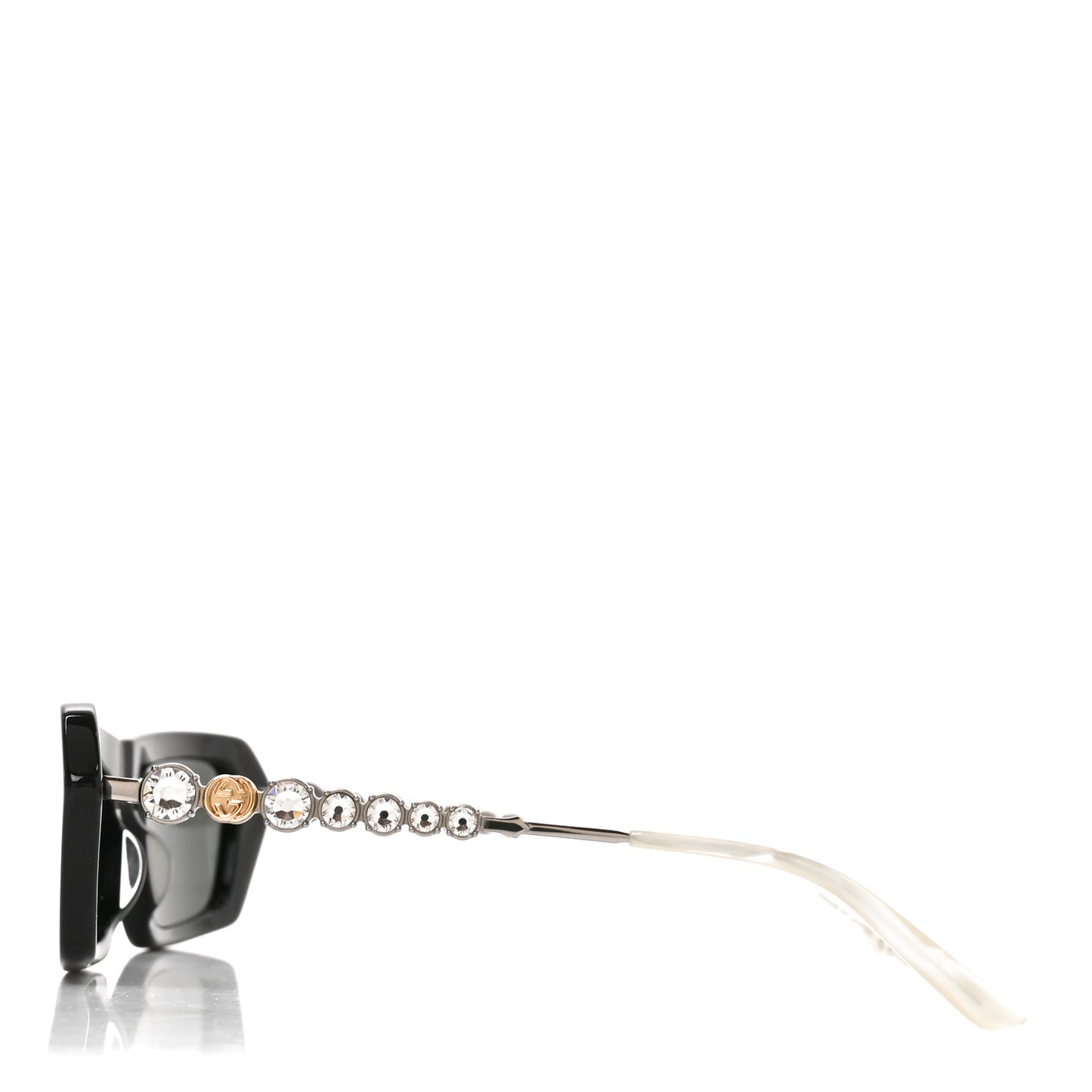 Acetate Crystal Rectangle Sunglasses GG0642S Black Gold