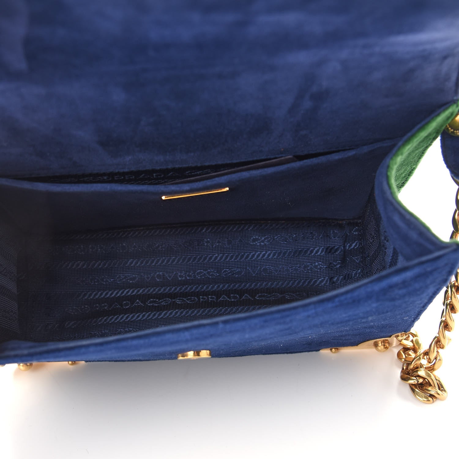 Prada Velluto Lions Head Cahier Shoulder Bag Azzurro 5 of 9