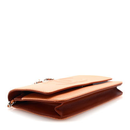 Chanel Caviar Timeless CC Wallet On Chain WOC Orange 4 of 10