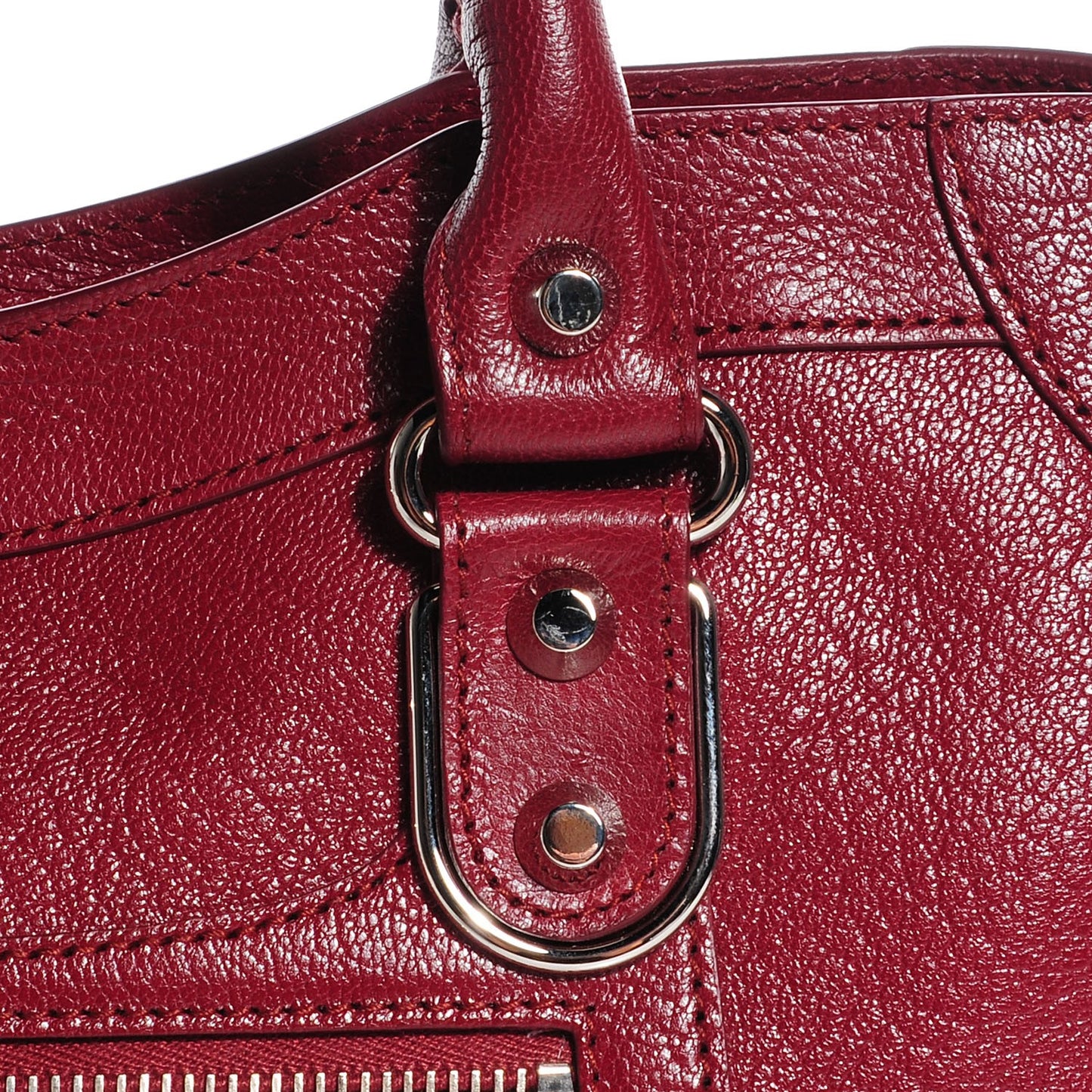 Chevre Silver Metallic Edge Hardware City Rouge Brique Rouge Grenade
