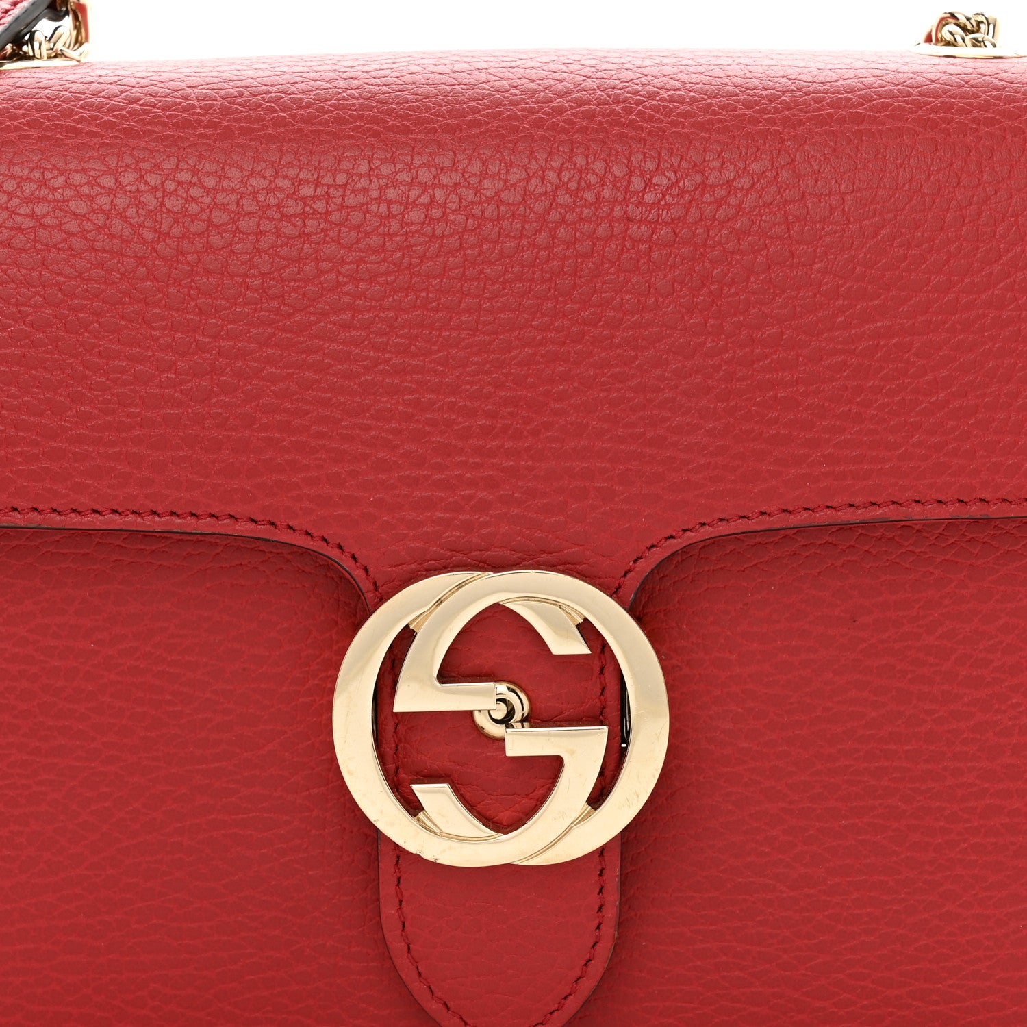 Gucci Dollar Calfskin Small Interlocking G Shoulder Bag Red 5 of 11