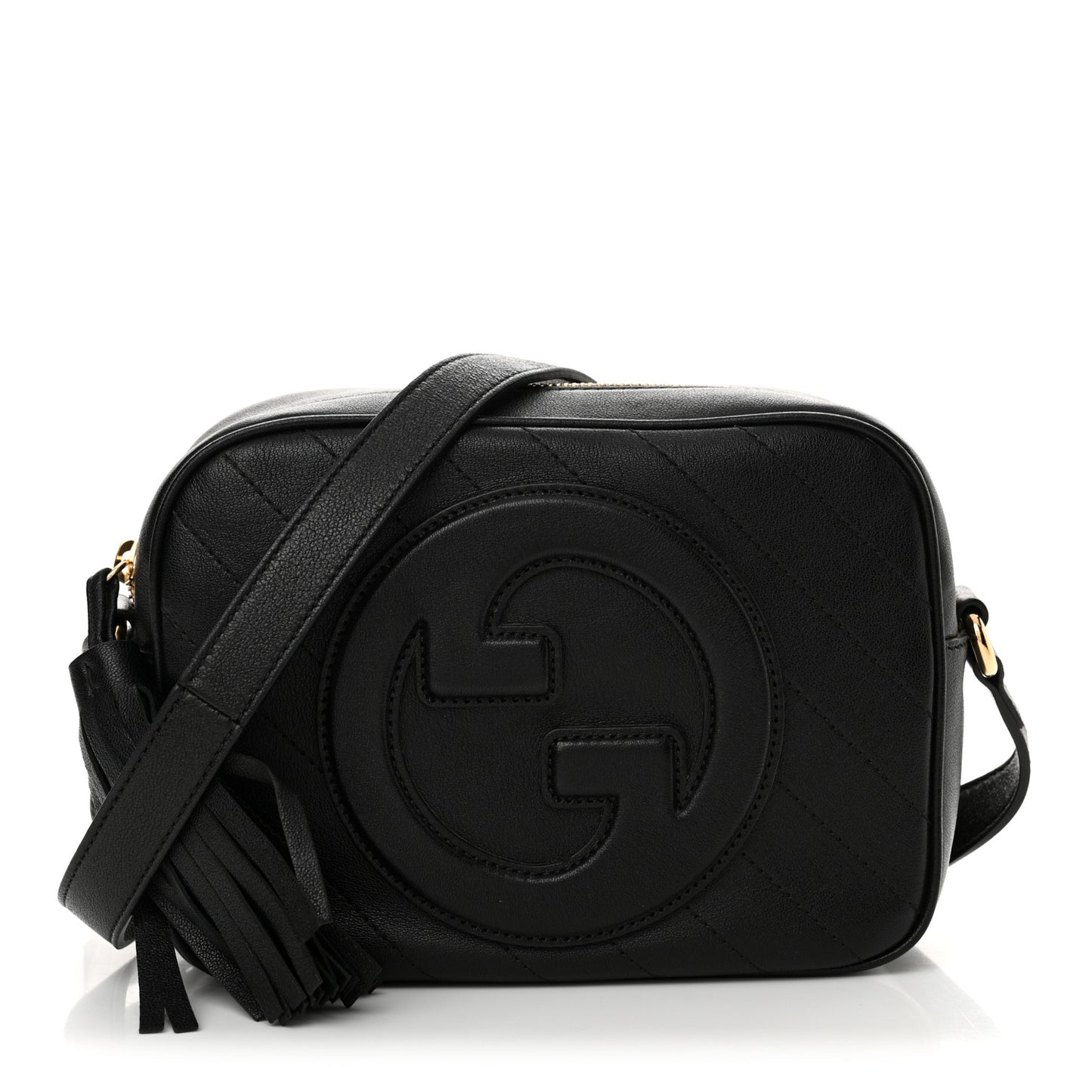 Sakai Be Green Calfskin Diagonal Stitched Small Blondie Shoulder Bag Black