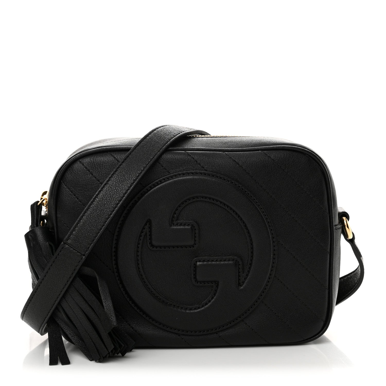 Gucci Sakai Be Green Calfskin Diagonal Stitched Small Blondie Shoulder Bag Black 1 of 10