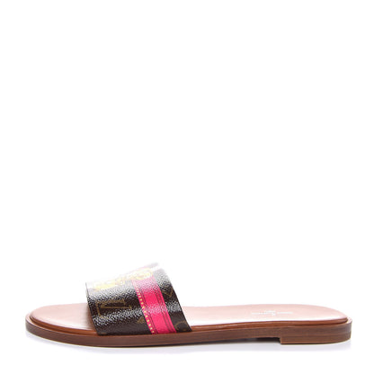 Louis Vuitton Patent Monogram Lock It Flat Mule 37.5 Cacao 1 of 7