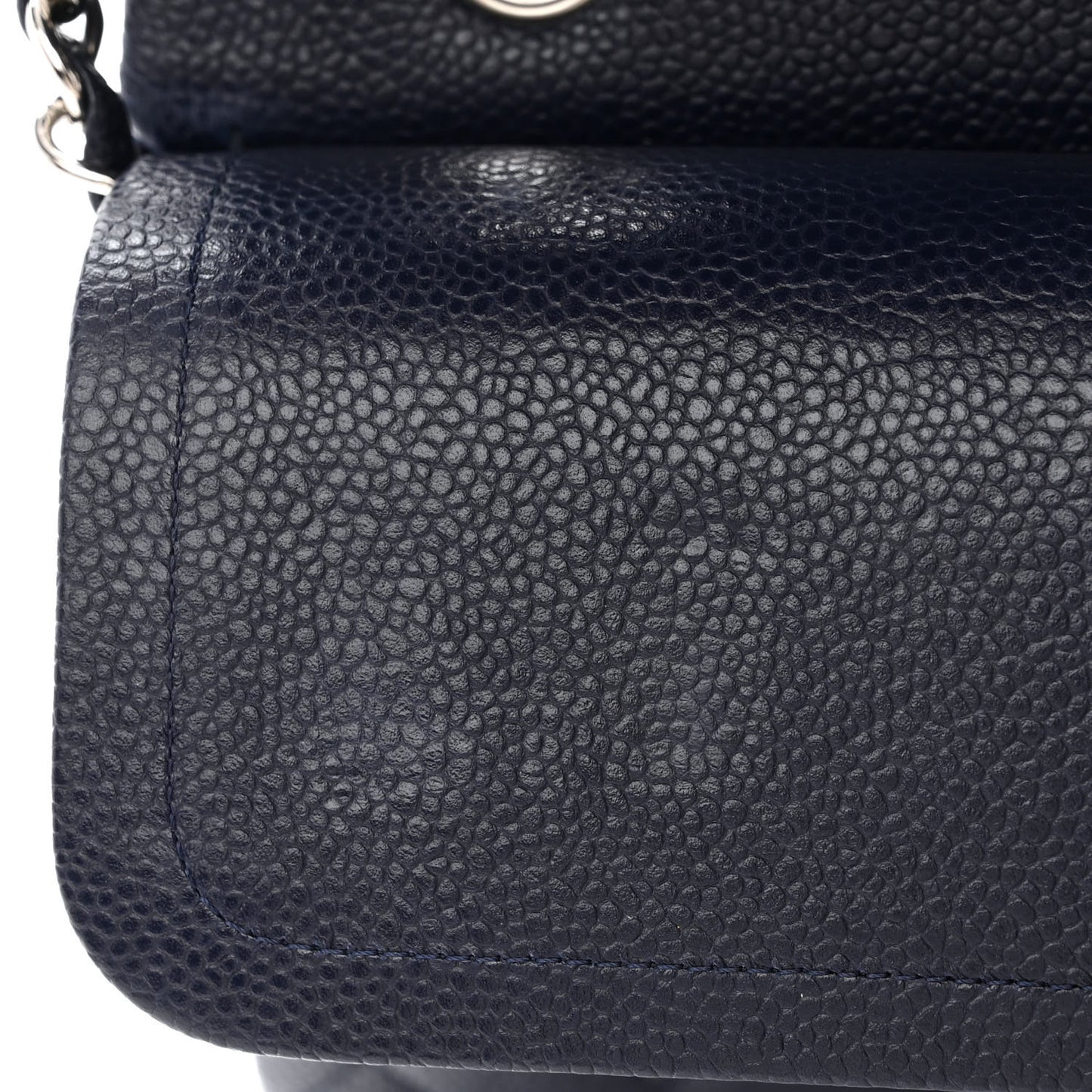 Caviar Quilted Medium Double Flap Navy