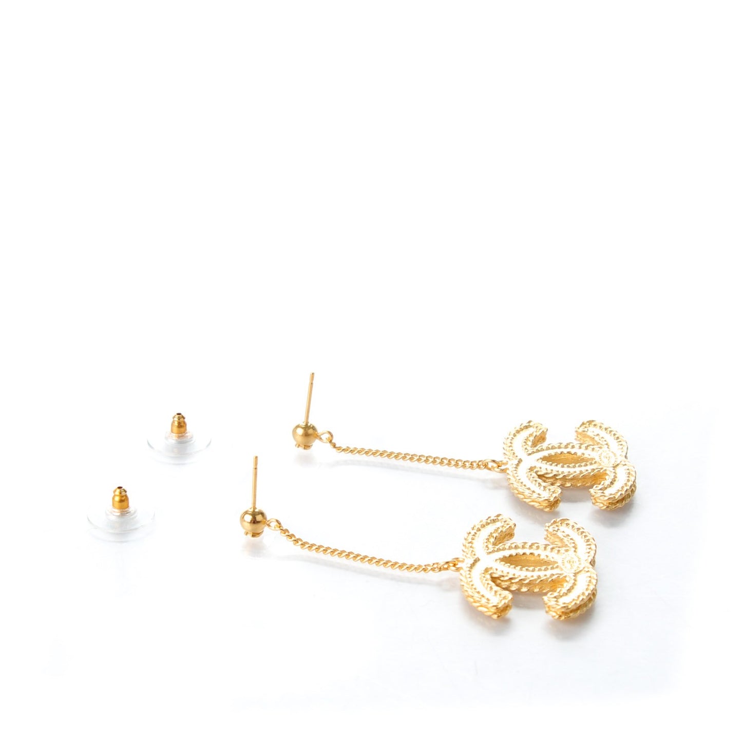 CC Drop Earrings Matte Gold