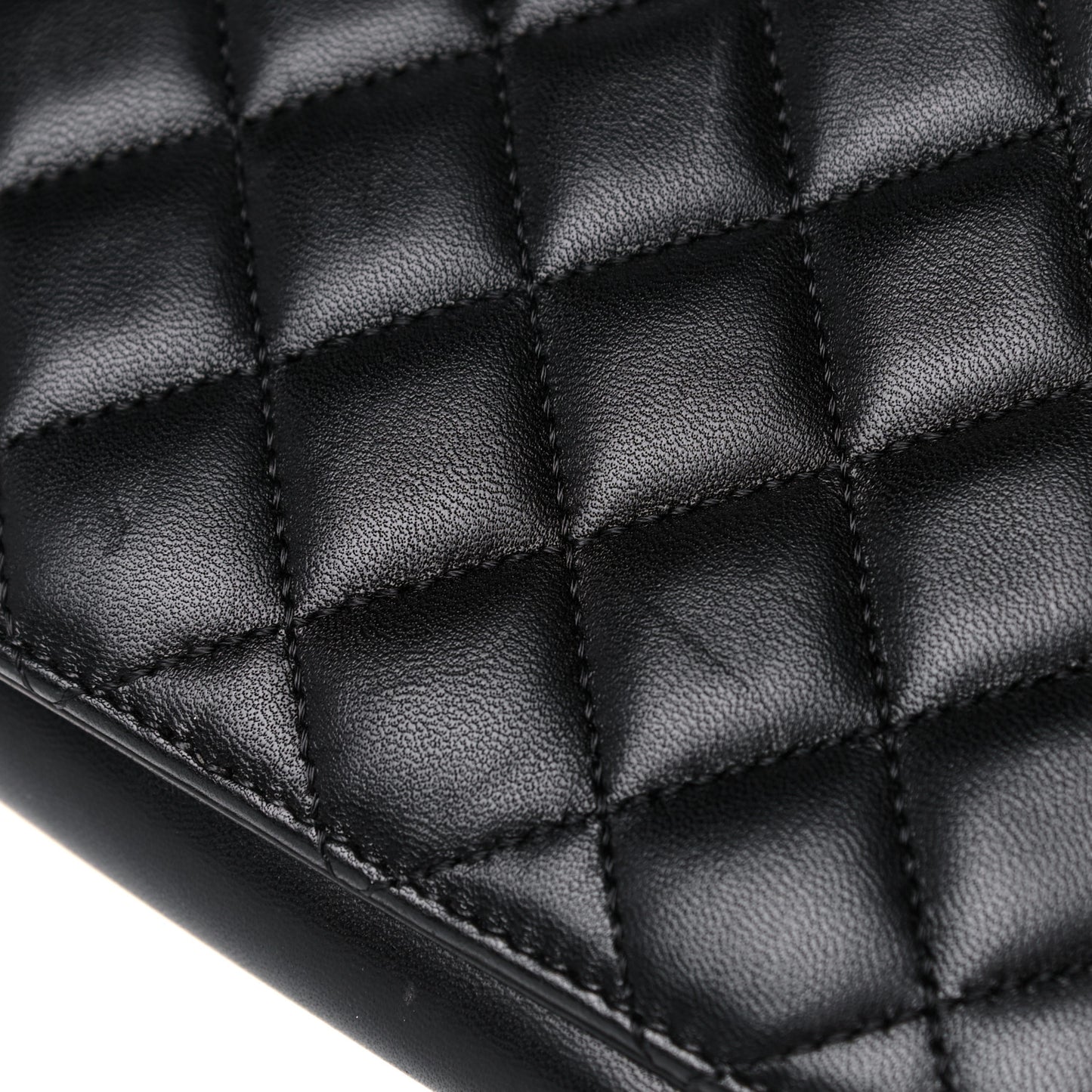 Lambskin Quilted Square Shopping Tote So Black