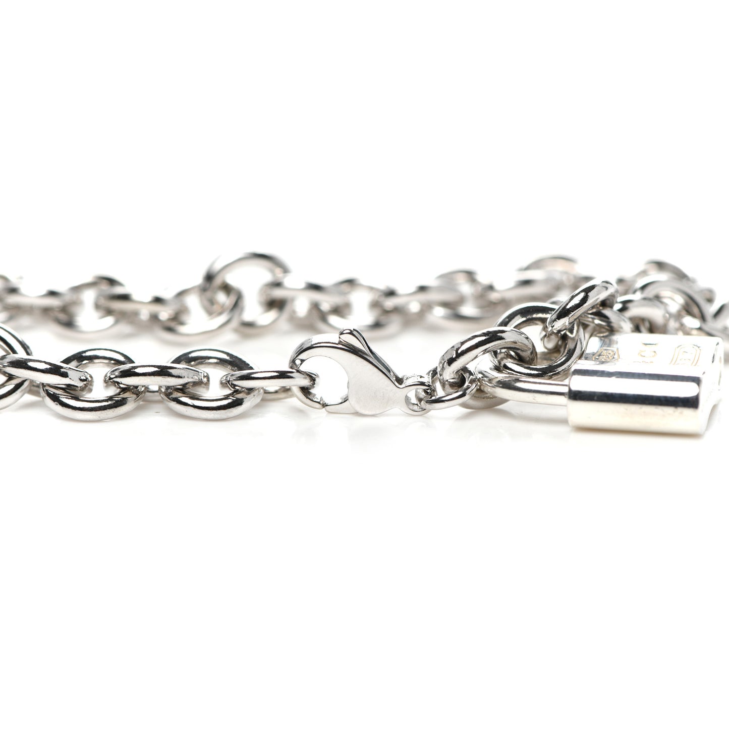 Sterling Silver 1837 Lock Charm Oval Link Bracelet