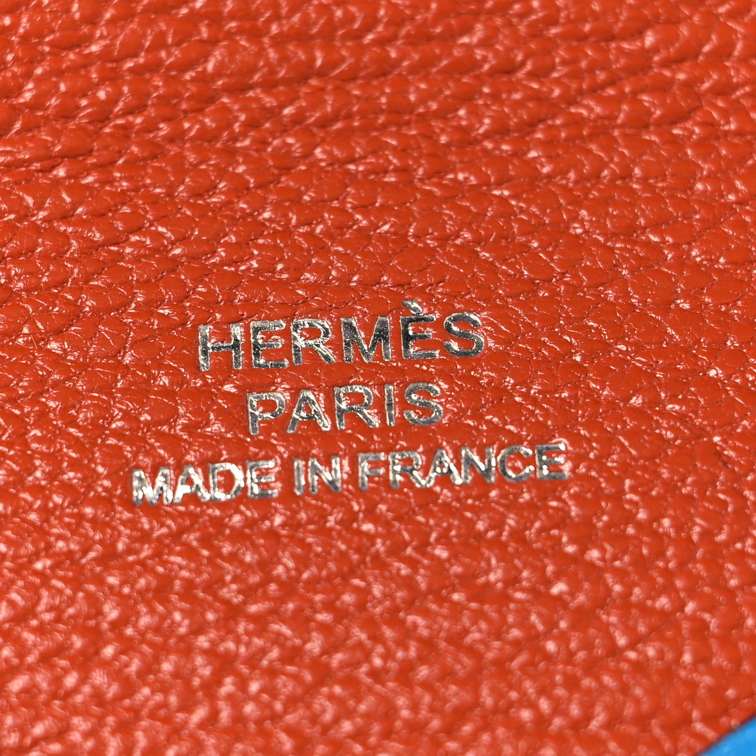 Hermes Chevre Mysore Verso Calvi Card Case Bleu Frida Cuivre 6 of 7