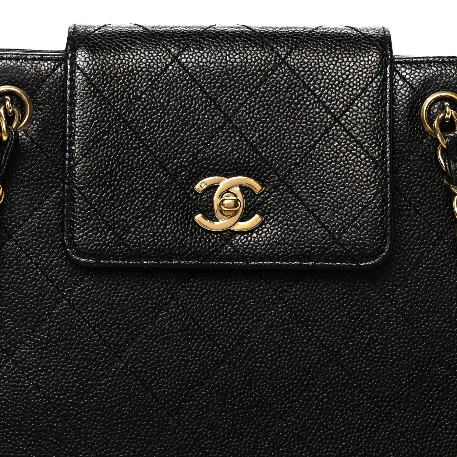 Chanel Caviar Quilted Flap Shopping Tote Black 9 of 12