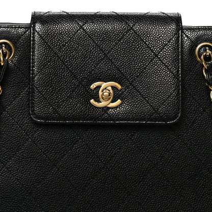 Chanel Caviar Quilted Flap Shopping Tote Black 9 of 12