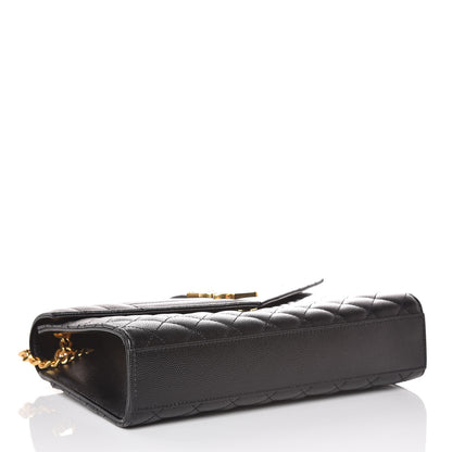 Saint Laurent Grain De Poudre Textured Mixed Matelasse Triquilt Medium Monogram Satchel Black 4 of 9