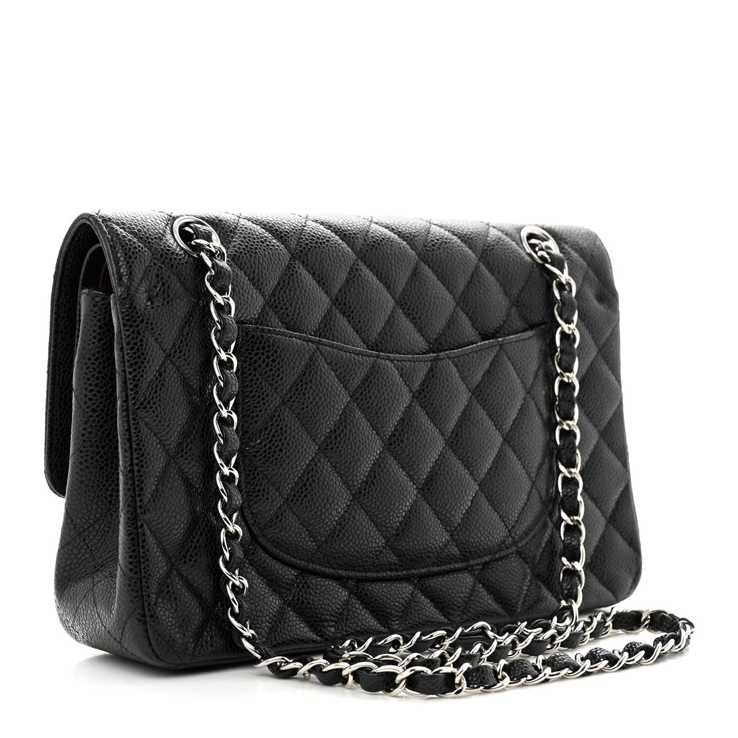 Caviar Quilted Medium Double Flap Black