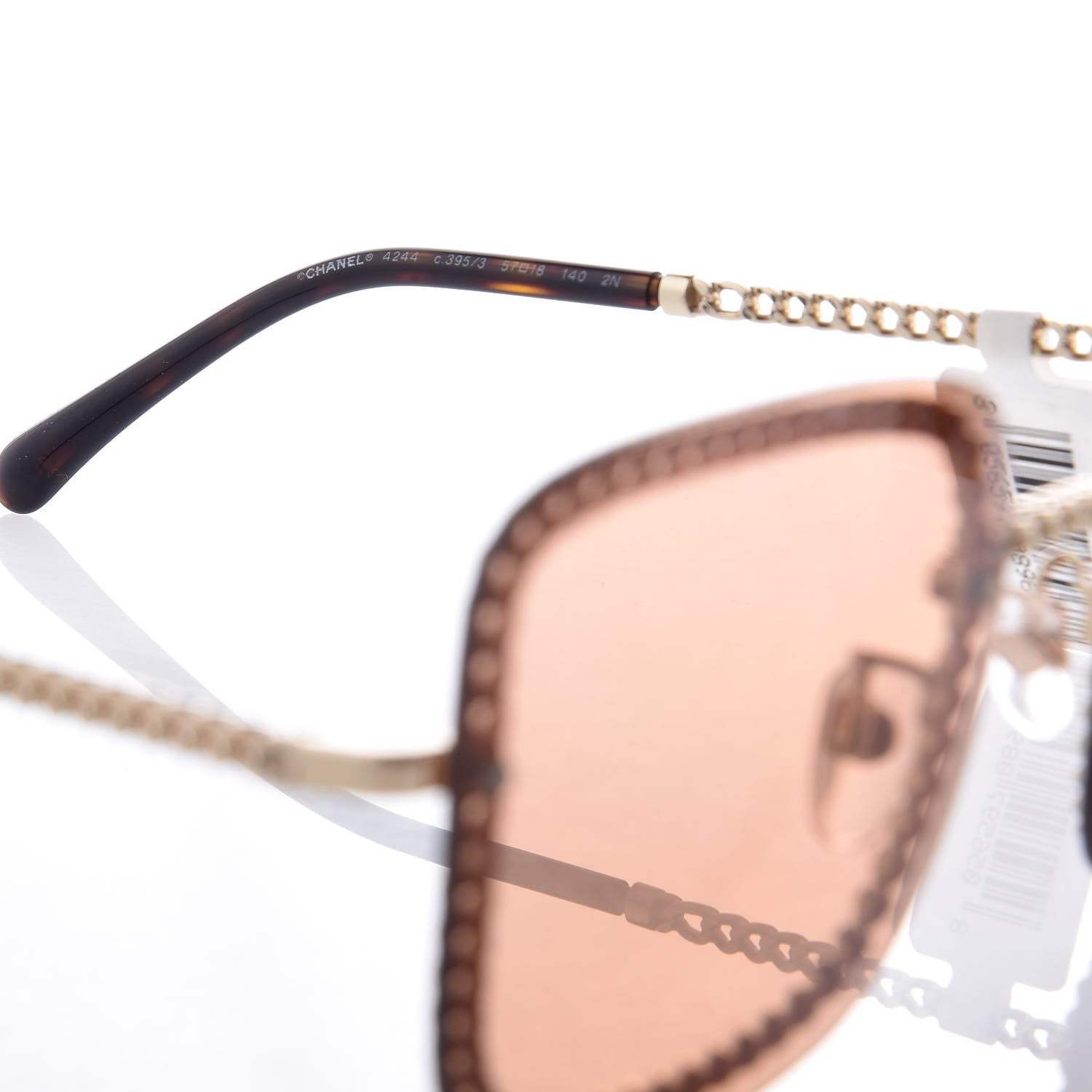 Chanel Metal Removable Chain Square Sunglasses 4244 Light Brown 6 of 9