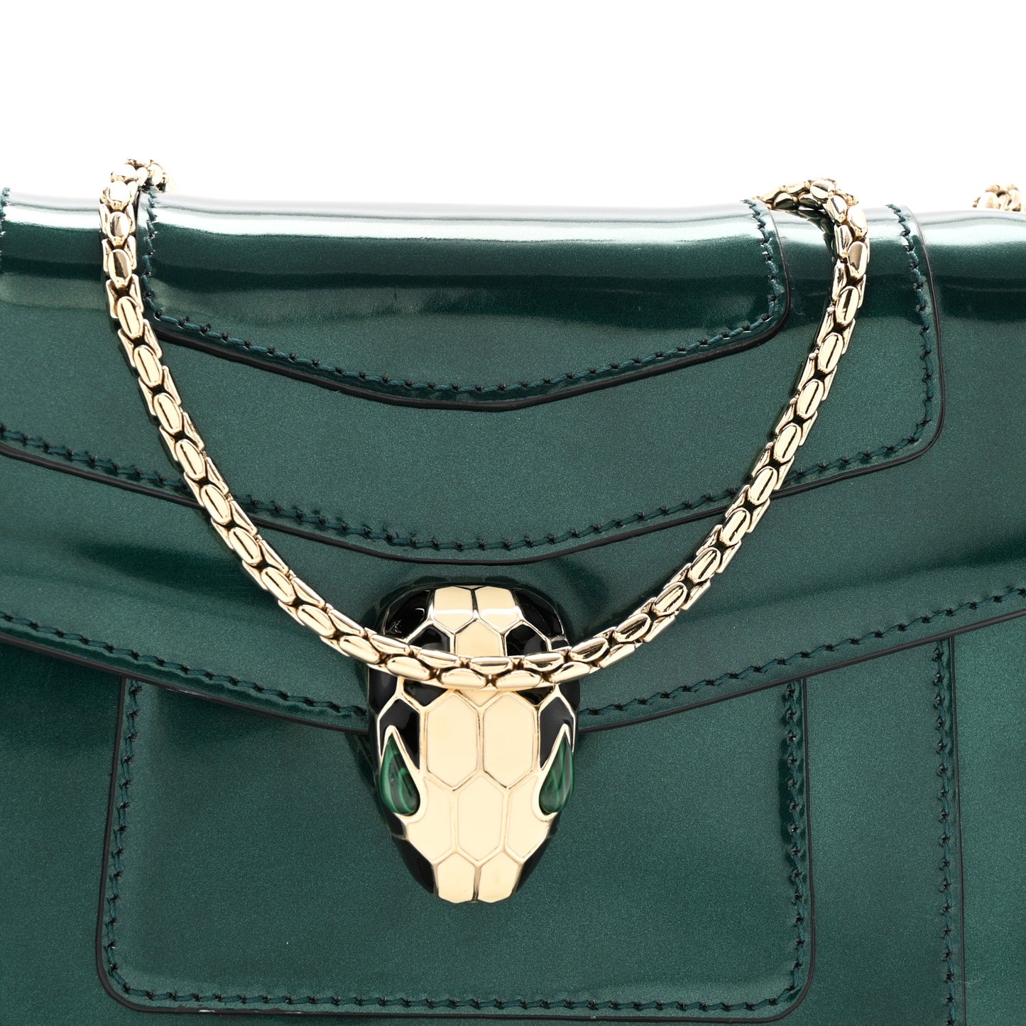Patent Serpenti Forever Crossbody Emerald
