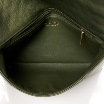Chanel Metallic Aged Calfskin Chevron Quilted Reissue 2.55 Clutch Green 5 of 11