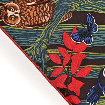 Hermes Silk Into the Canadian Wild Scarf 90 Vert Rouge Brun 4 of 4