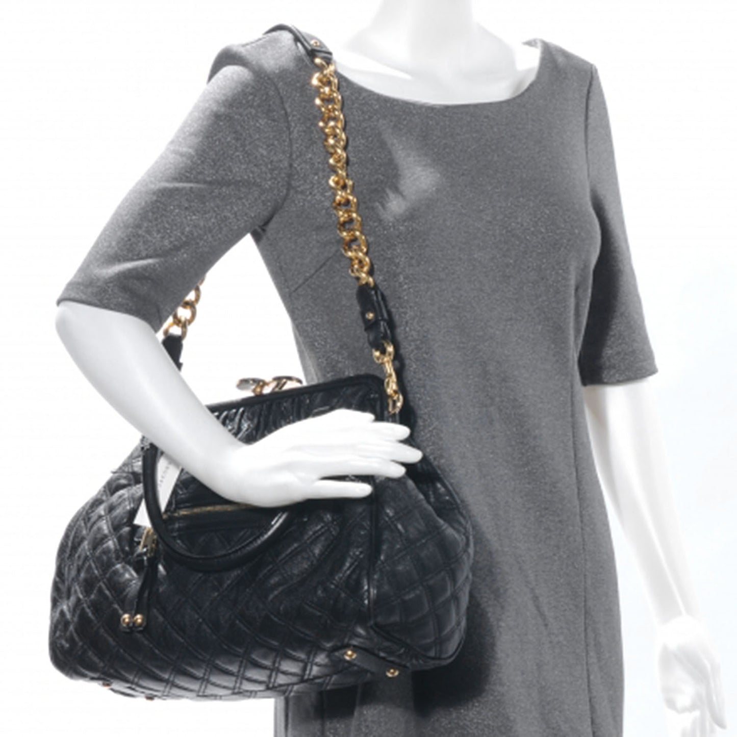 Quilted Leather Stam Black