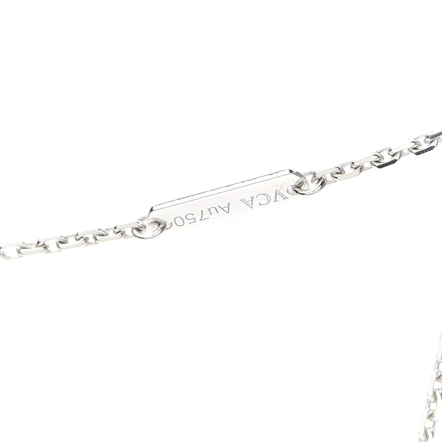 18K White Gold Mother of Pearl Vintage Alhambra Pendant Necklace