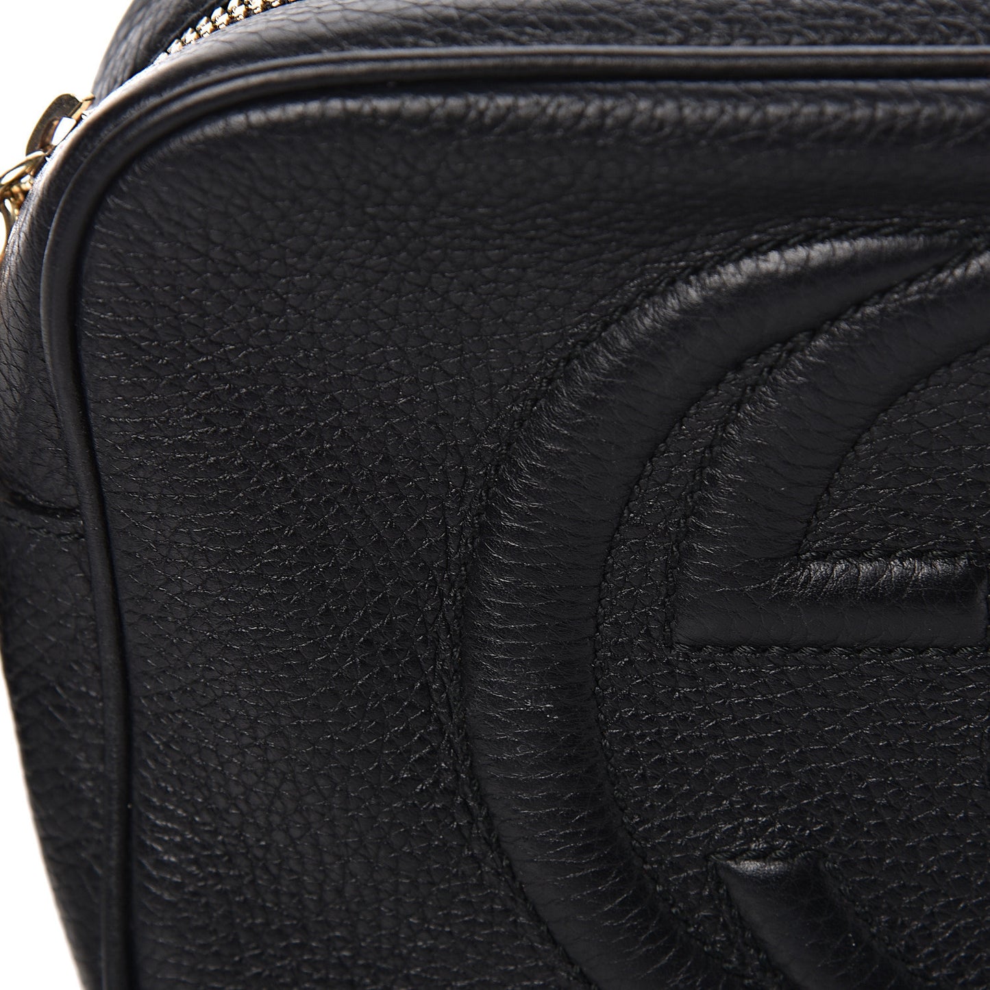 Pebbled Calfskin Small Soho Disco Bag Black