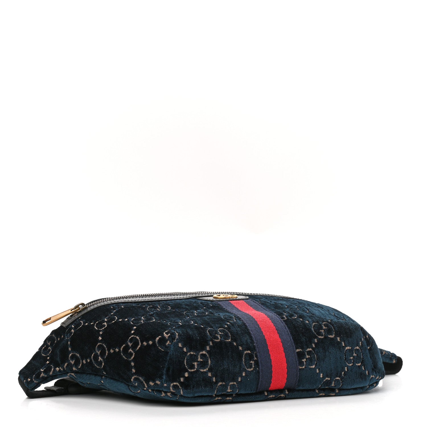 Gucci Velvet GG Monogram Web Belt Bag Blue Beige 4 of 10