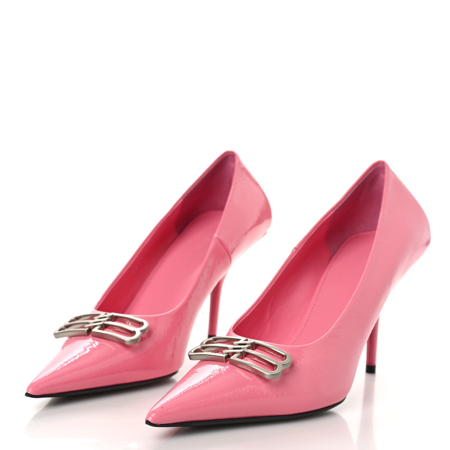 Balenciaga Shiny Calfskin BB Square Knife 80mm Pumps 37 Sweet Pink 4 of 9