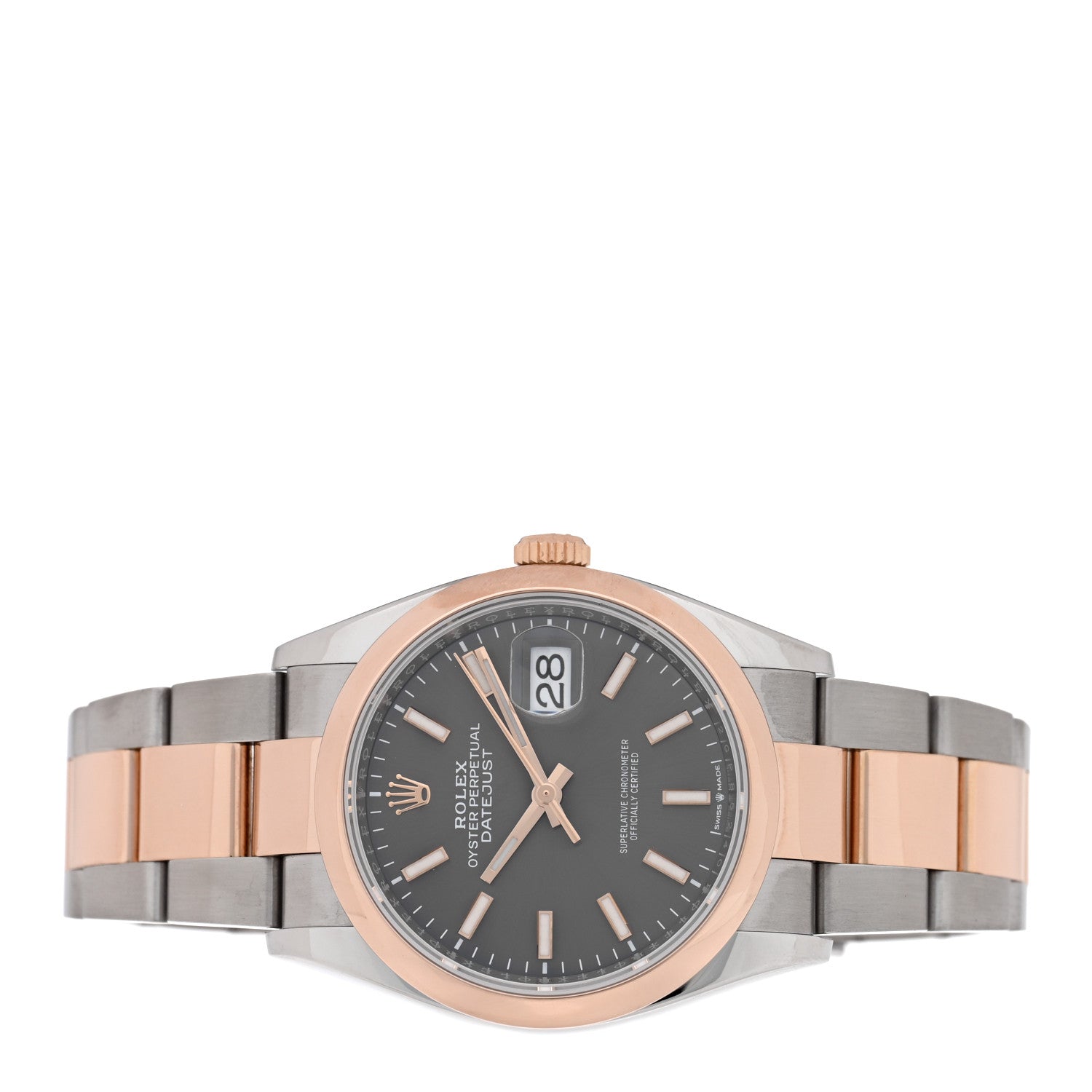 Rolex Stainless Steel 18K Everose Gold 36mm Oyster Perpetual Datejust Watch Slate 126201 2 of 5
