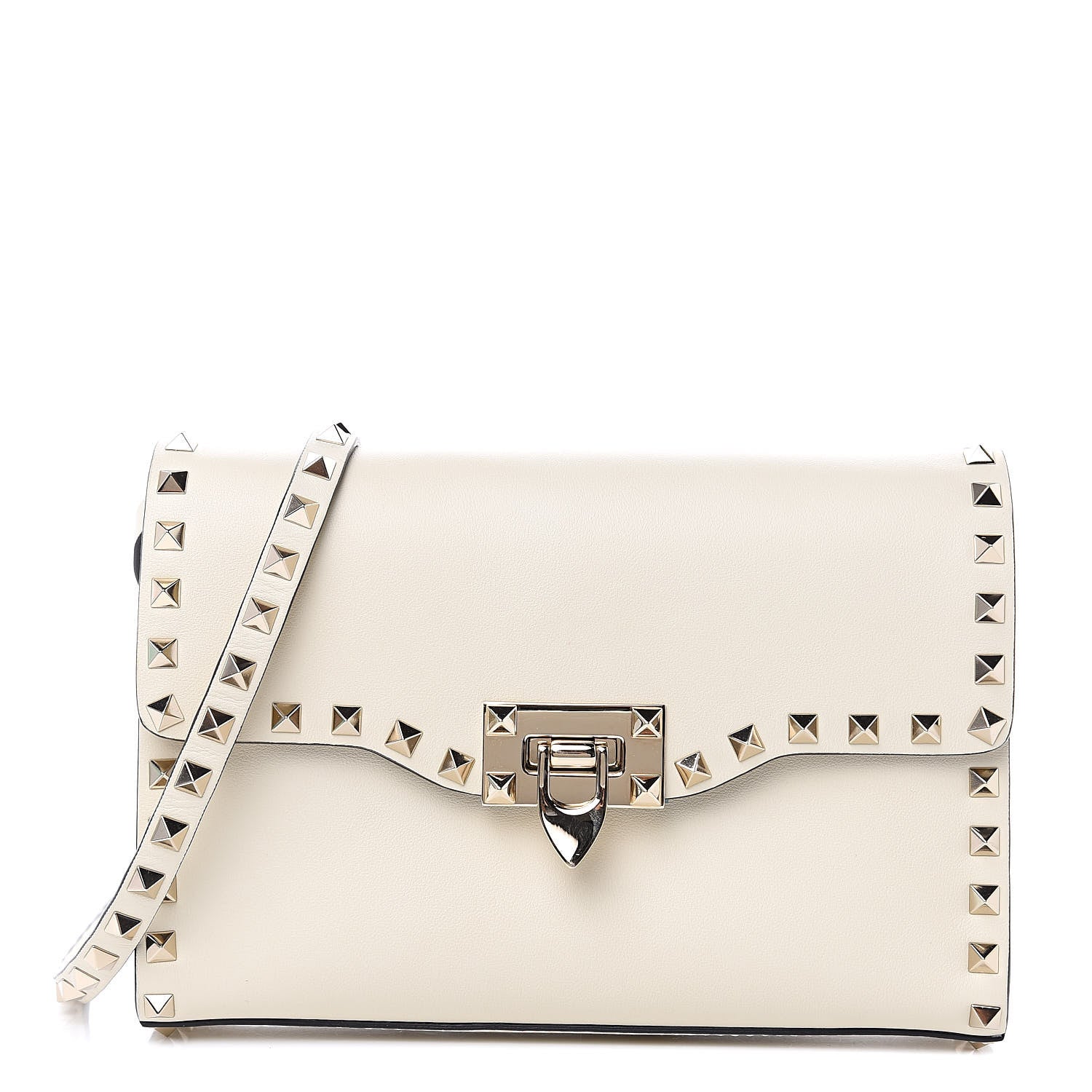 Valentino Garavani Vitello Medium Rockstud Flip Lock Crossbody Bag White 1 of 9