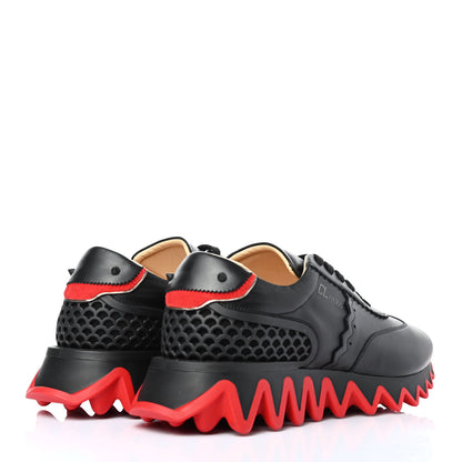 Christian Louboutin Calfskin Neoprene Suede Nappa Mens Loubishark Sneakers 43 Black Loubi Red 2 of 4