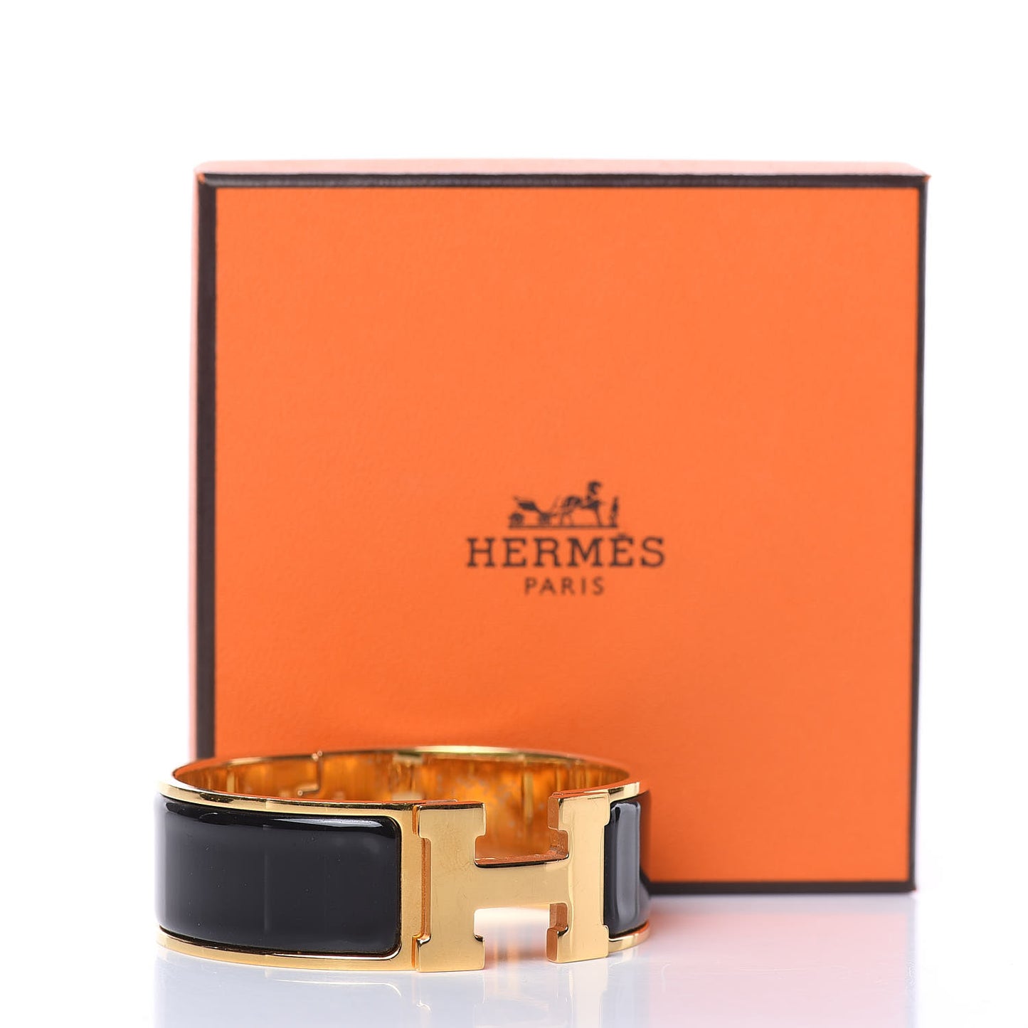 Enamel Wide Clic Clac H Bracelet PM Black