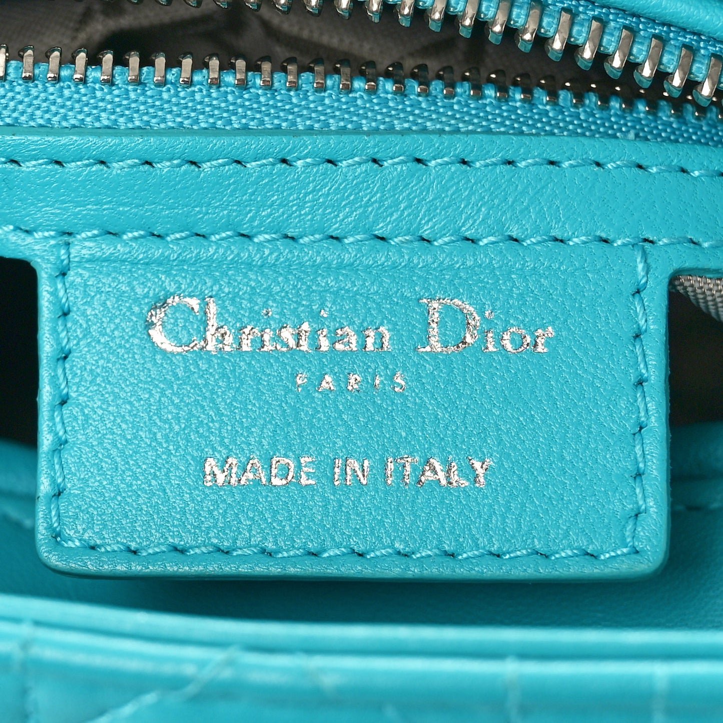 Lambskin Cannage Medium Lady Dior Turquoise