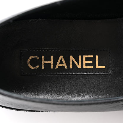 Chanel Crumpled Lambskin Cap Toe Chain CC Turnlock Mary Jane Flats 39 Black 7 of 11