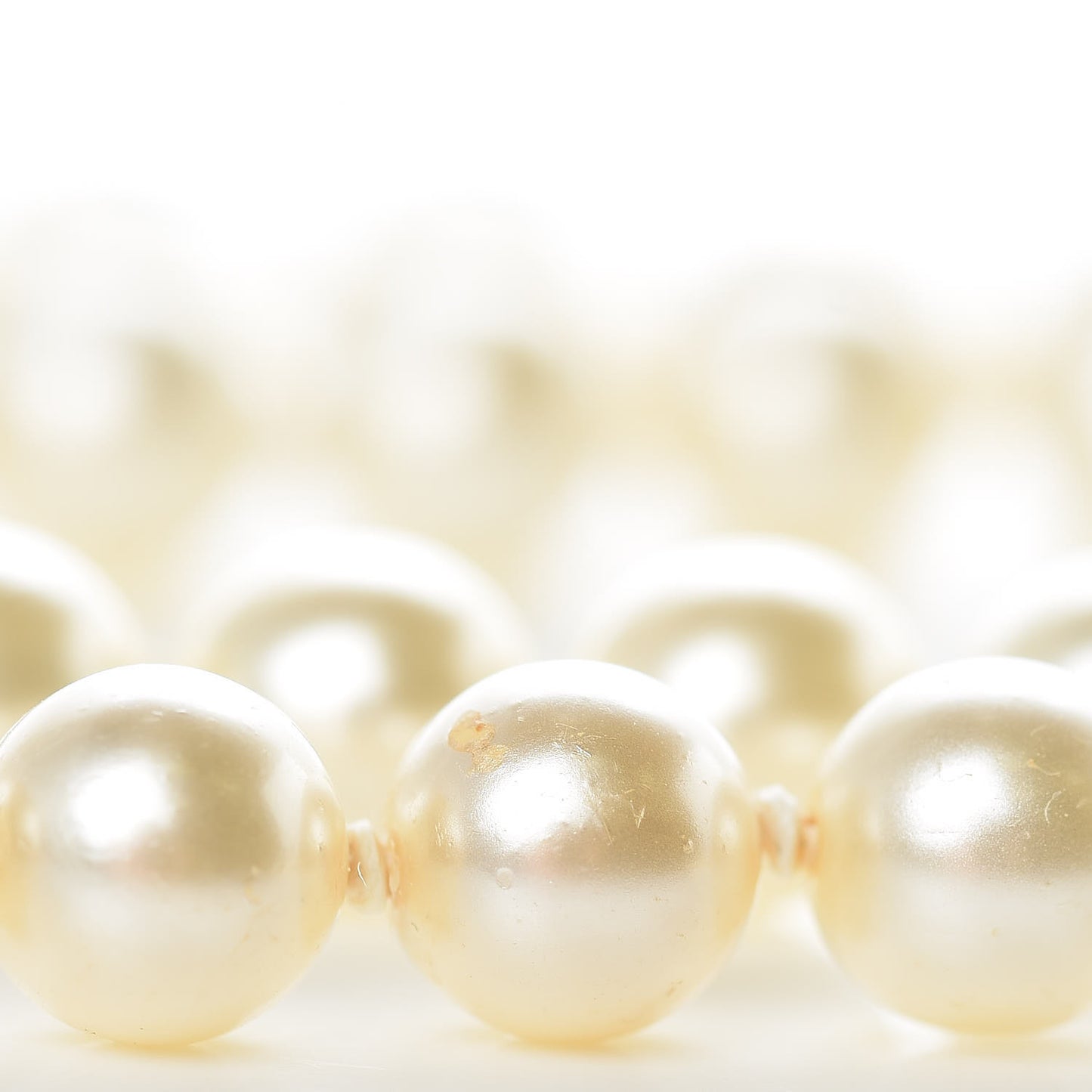 Pearl Crystal Long CC Necklace Gold