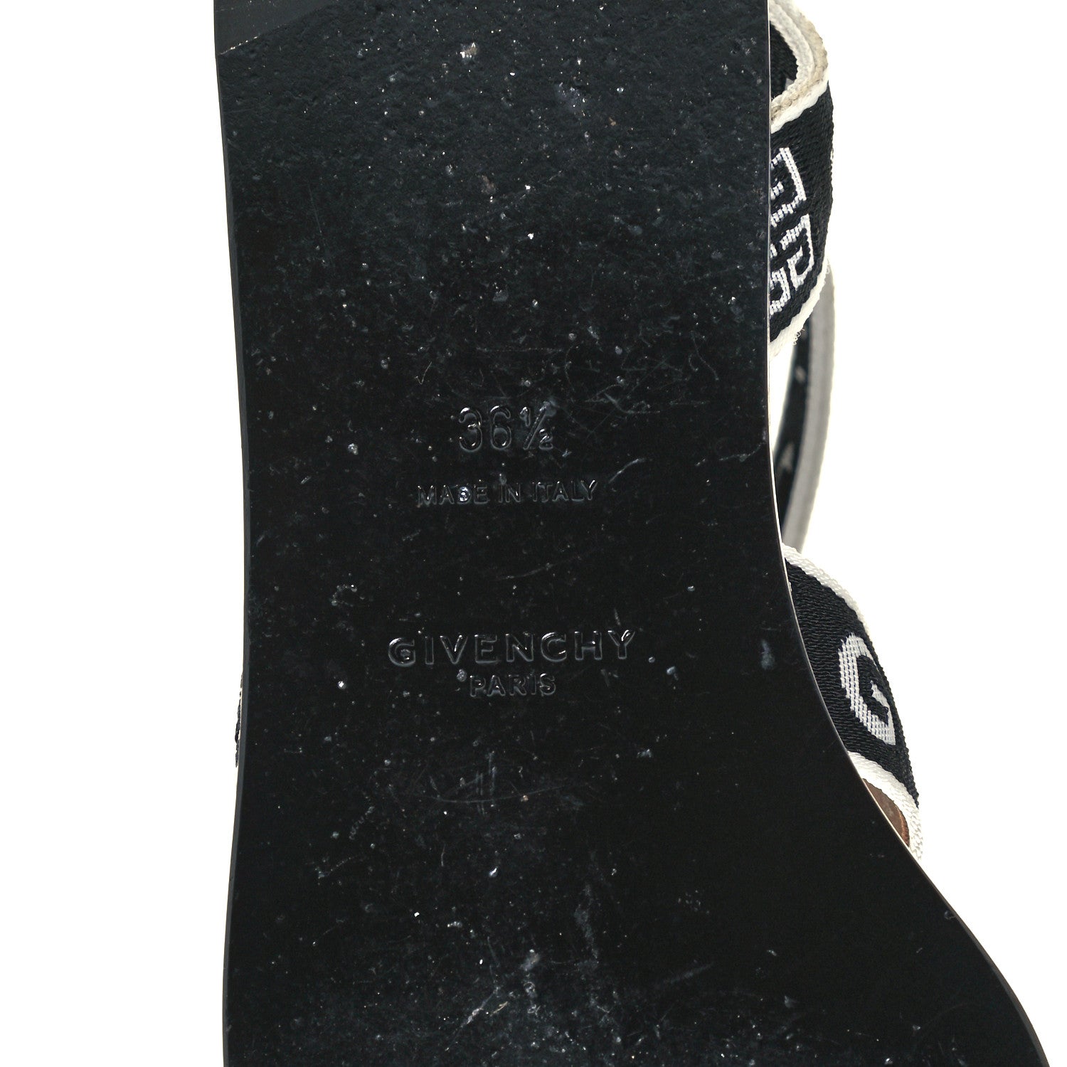 Givenchy Grosgrain Cross Logo Ankle Strap Sandals 36.5 Black White 8 of 11