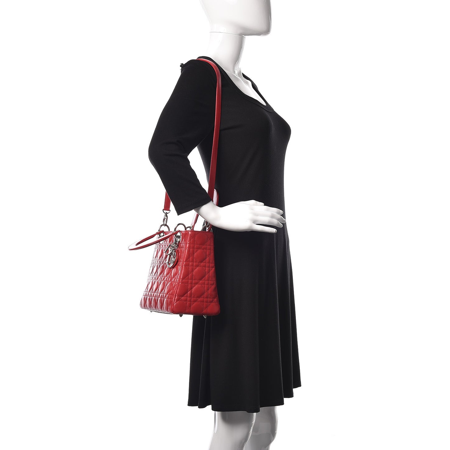 Lambskin Cannage Medium Lady Dior Red