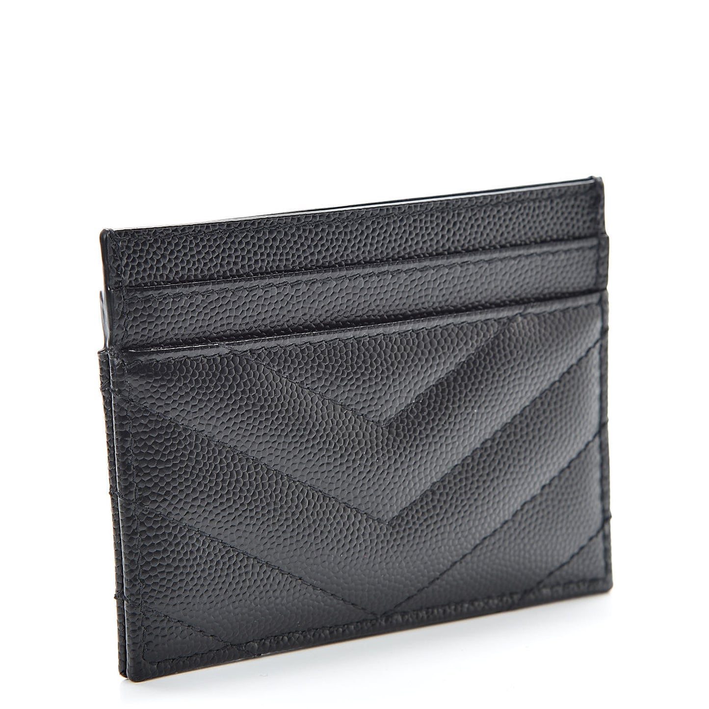 Grain De Poudre Matelasse Chevron Monogram Credit Card Case Black