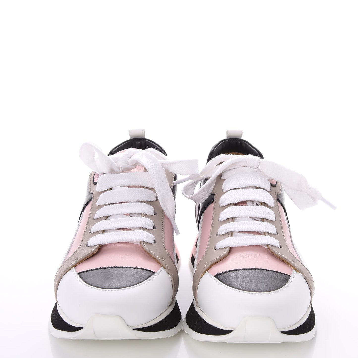 Calfskin Rebus Sneakers 36.5 Rose Aube Black White