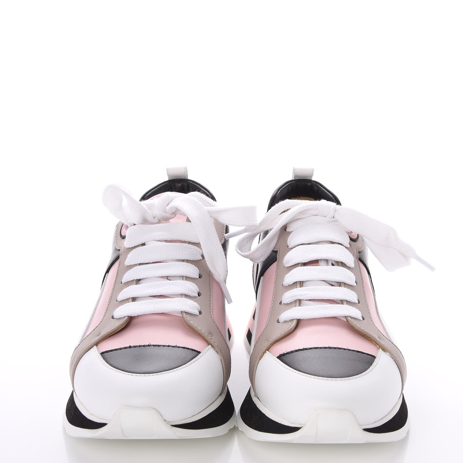 Hermes Calfskin Rebus Sneakers 36.5 Rose Aube Black White 2 of 9