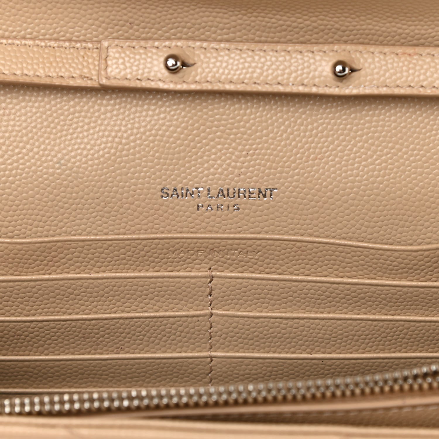 Saint Laurent Grain De Poudre Matelasse Chevron Monogram Chain Wallet Nude Powder 6 of 16