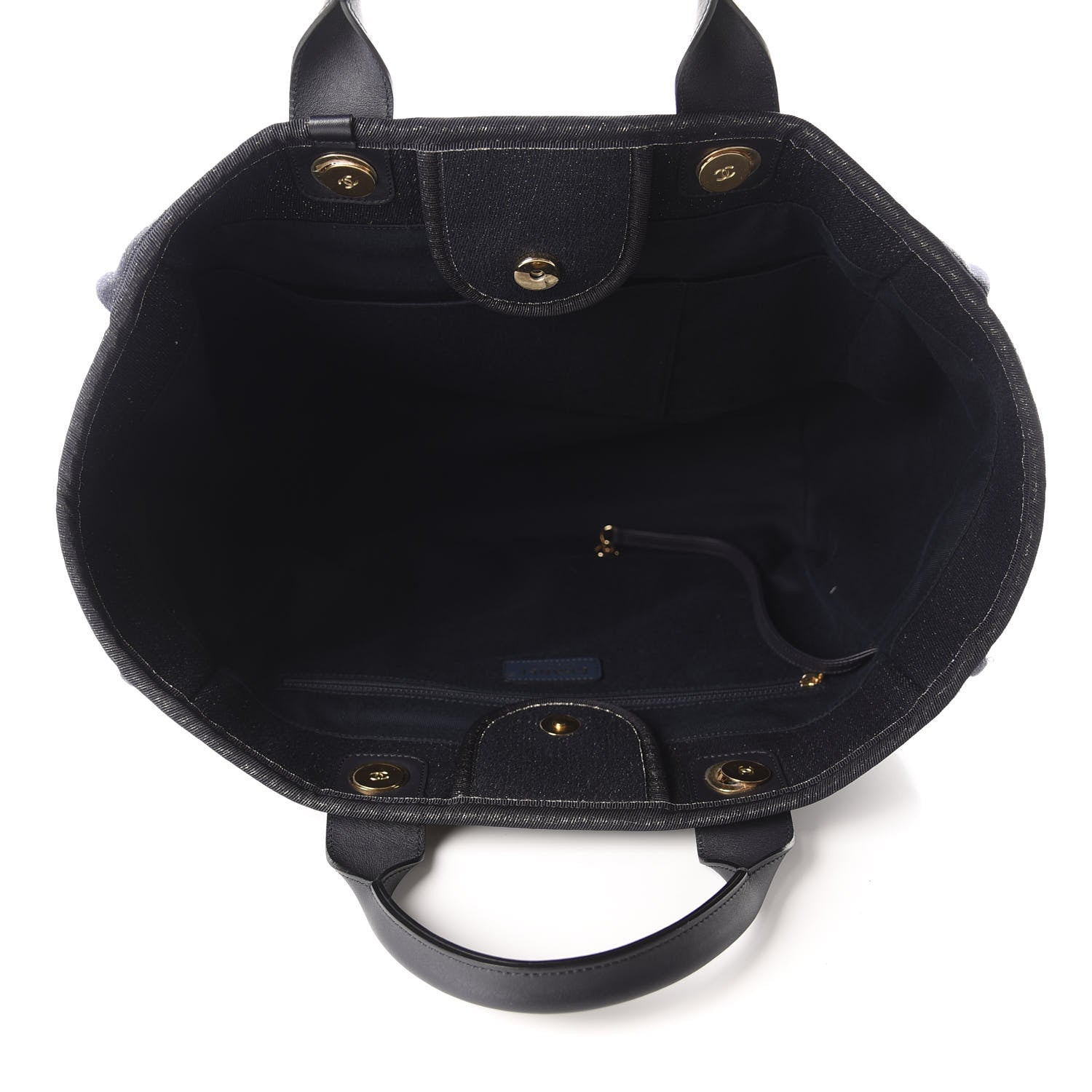 Chanel Lurex Canvas Medium Deauville Tote Navy Blue Gold 4 of 12