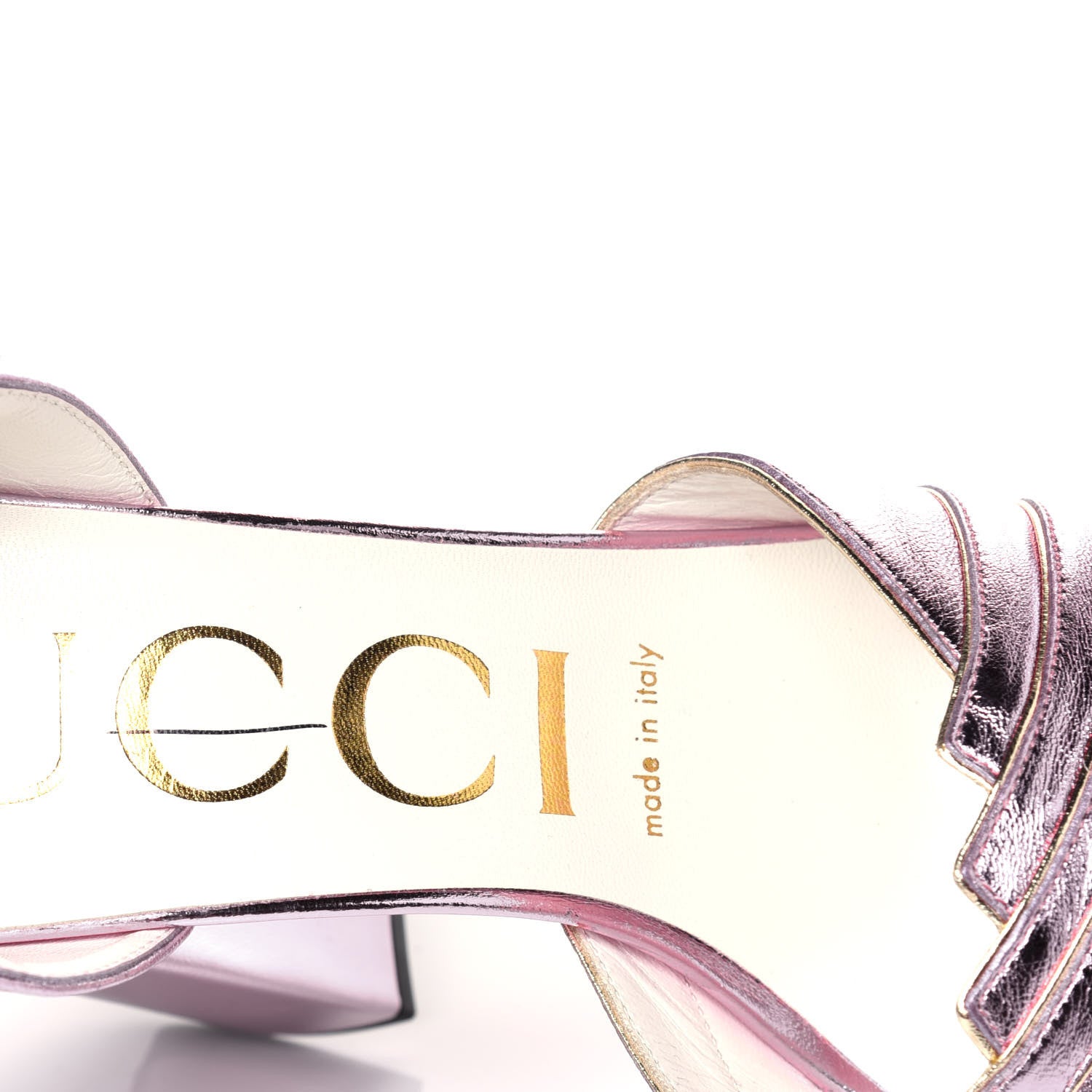 Gucci Metallic Nappa Medea Platform Sandals 38 Rosa 8 of 15