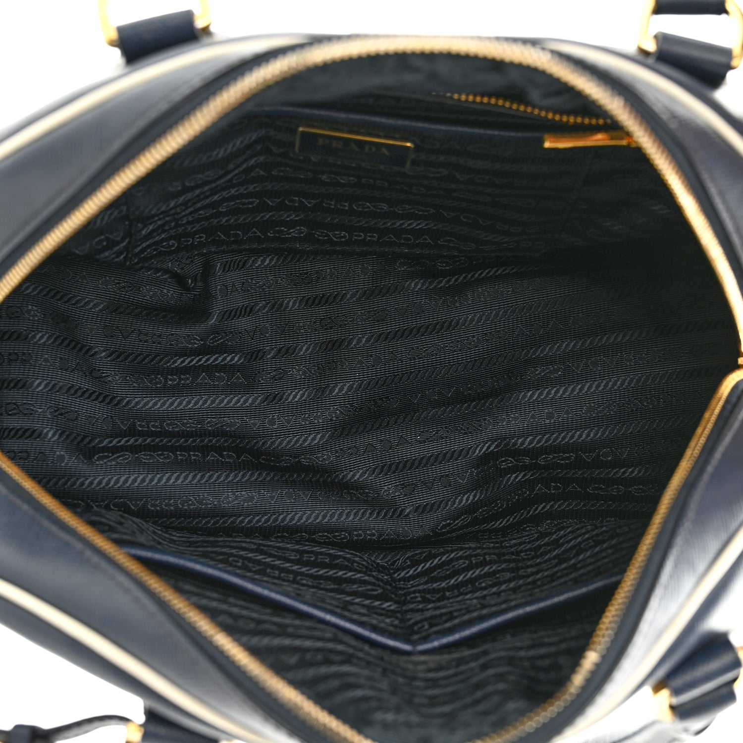 Prada Saffiano Lux Bowling Bag Baltico Talco 5 of 15