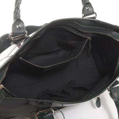 Balenciaga Smooth Calfskin Metallic Patent Giant 12 Silver Hardware City Vert Poker Fonce 6 of 10