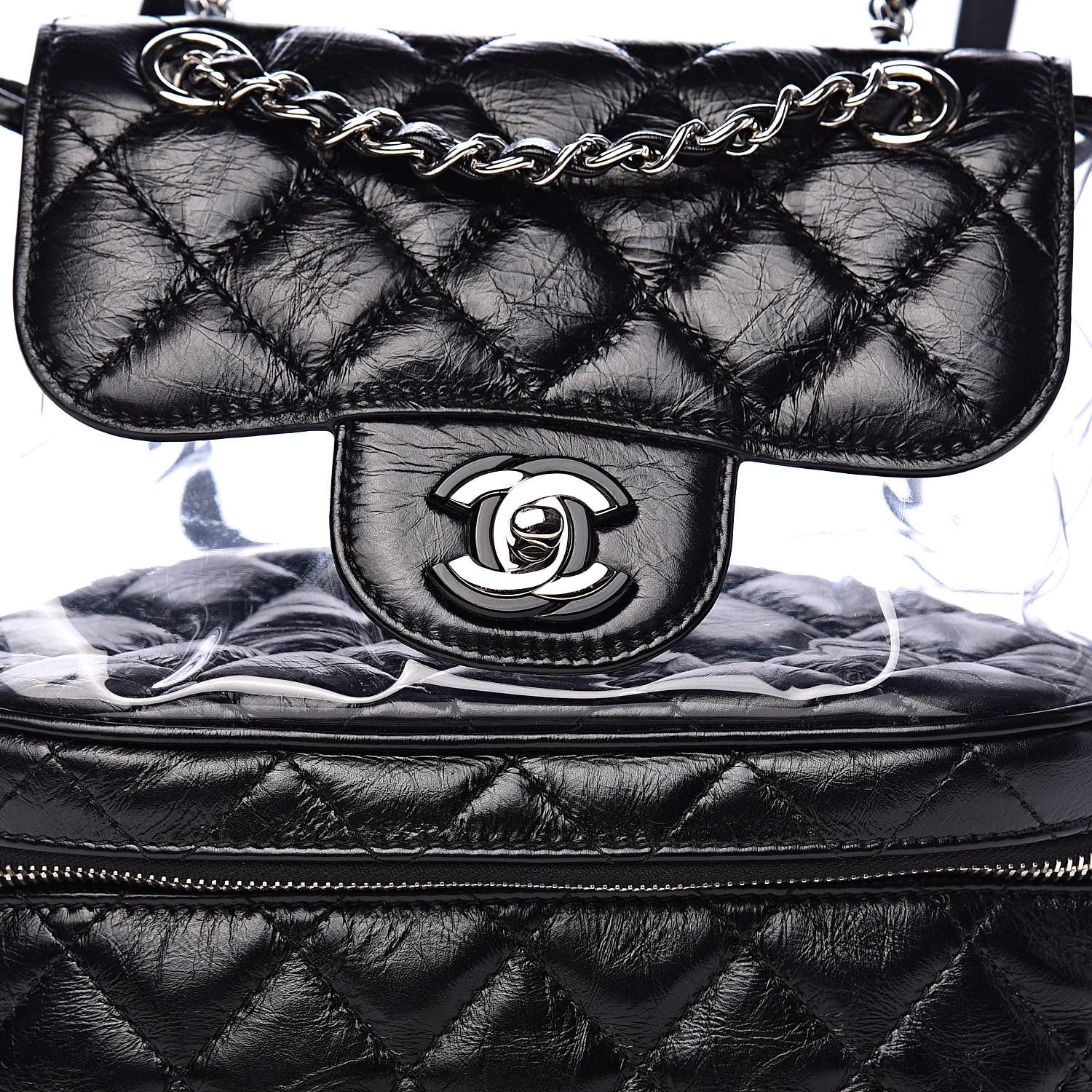 Chanel Crumpled Calfskin PVC Quilted Backpack Black 11 of 11