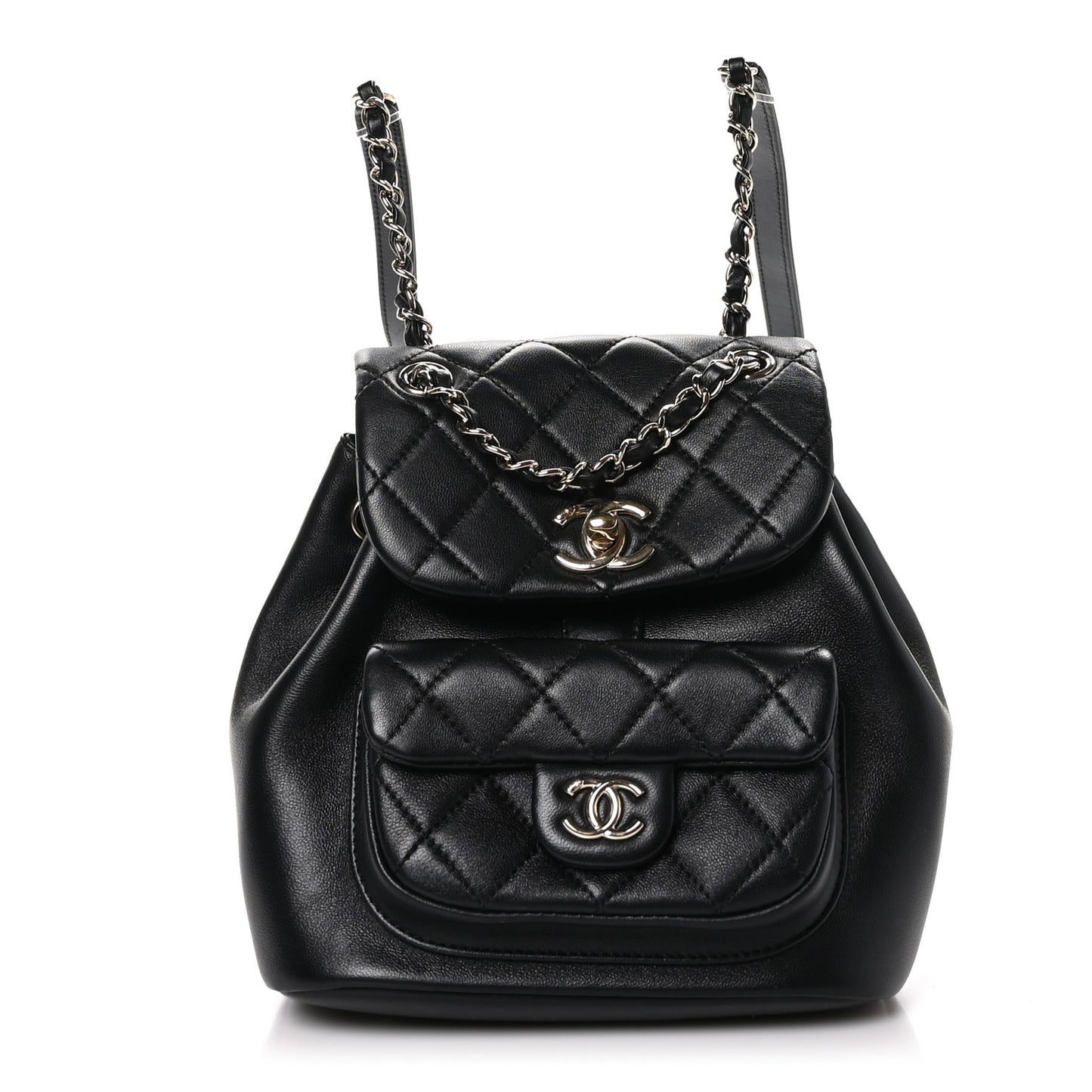 Lambskin Quilted Small Duma Drawstring Backpack Black