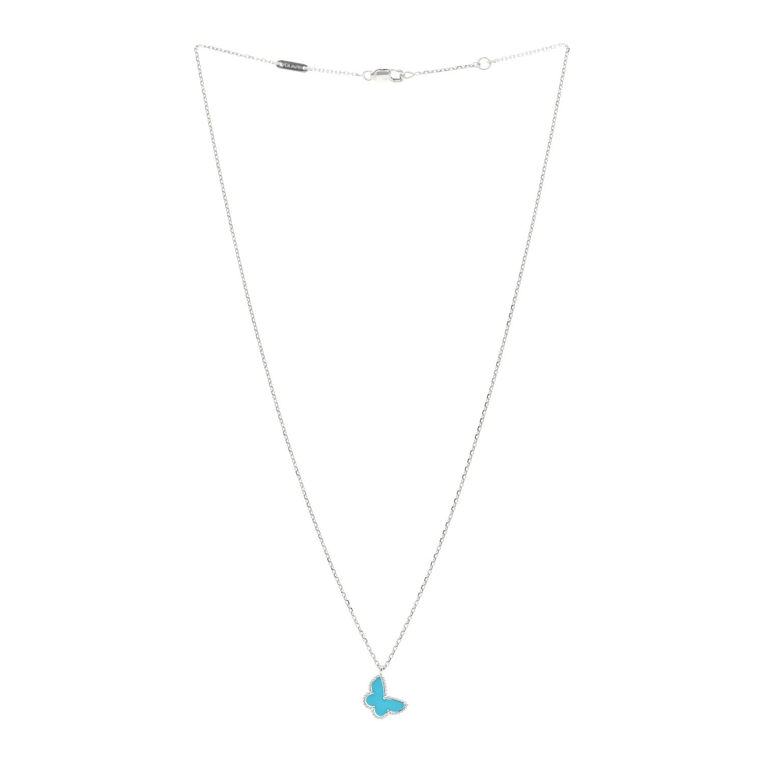 Van Cleef & Arpels VAN CLEEF & ARPELS 18K White Gold Turquoise Sweet Alhambra Butterfly Pendant Necklace 3 of 5