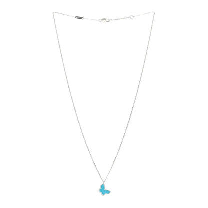 Van Cleef & Arpels VAN CLEEF & ARPELS 18K White Gold Turquoise Sweet Alhambra Butterfly Pendant Necklace 3 of 5